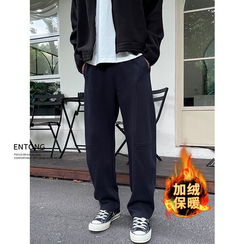 秋冬加绒弯刀休闲卫裤