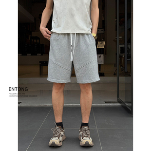 Entong男士citywalk通勤五分短裤夏季大码百搭基础款极简运动中裤