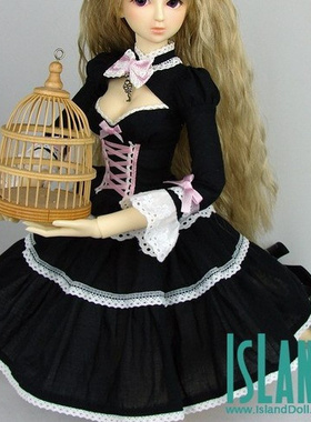 1/3 BJD/SD娃娃衣服 岛社3分女娃洋装 艾莉官配裙子套黑色裙子