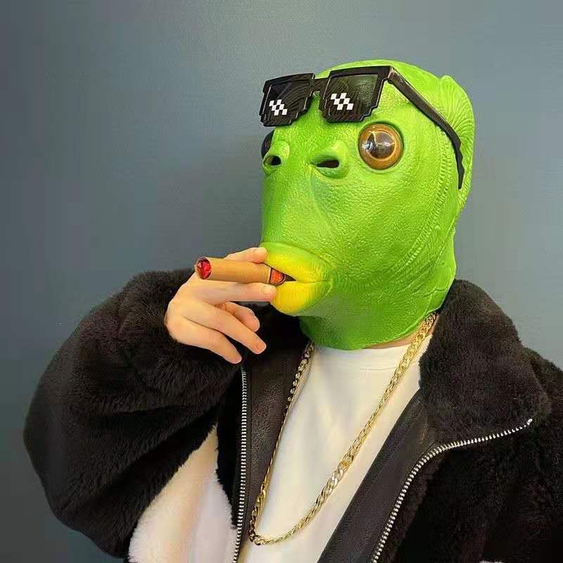 抖音绿头鱼头套怪怪鱼面具可爱搞笑搞怪沙雕王绿鱼人网红全脸无味
