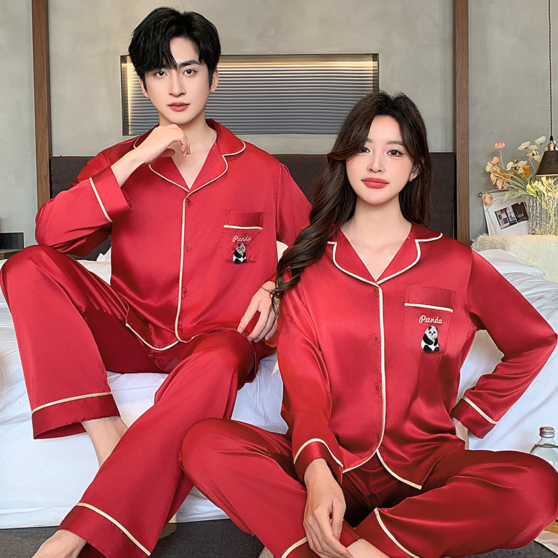 桑蚕丝睡衣结婚新婚情侣套200斤