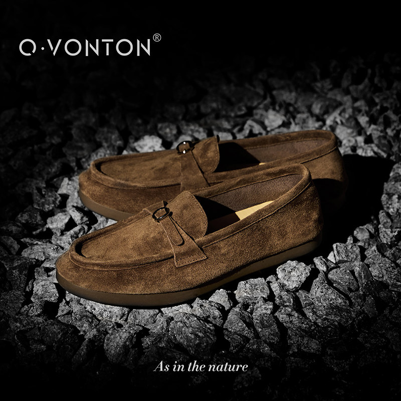 Q.VONTON 时光邮差 磨砂反绒羊皮乐福鞋女春夏老钱风复古英伦单鞋