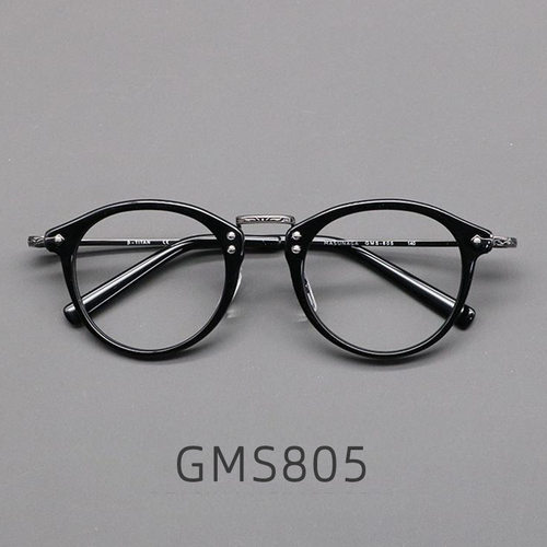 GMS805胡歌同款Z勇日系手作眼镜框纯钛高度数复古文艺椭圆小镜架