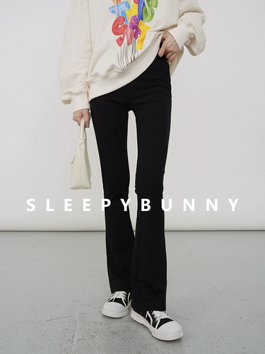 瞌睡兔 Черные палочки для еды, осенние эластичные леггинсы, приталенные штаны, высокая талия