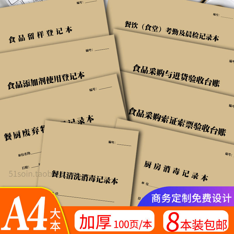 餐饮a4双面单位学校食堂台账