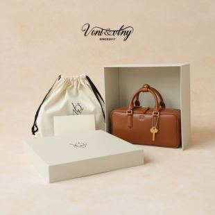 VONI 柔软真皮波士顿包小众保龄球包女斜挎枕头包手提包 VLNY葆薇