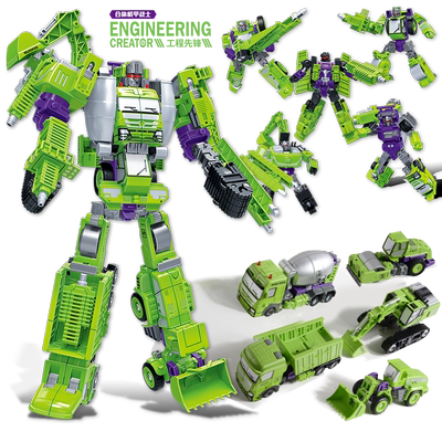 儿童玩具机器人挖土变形工程车