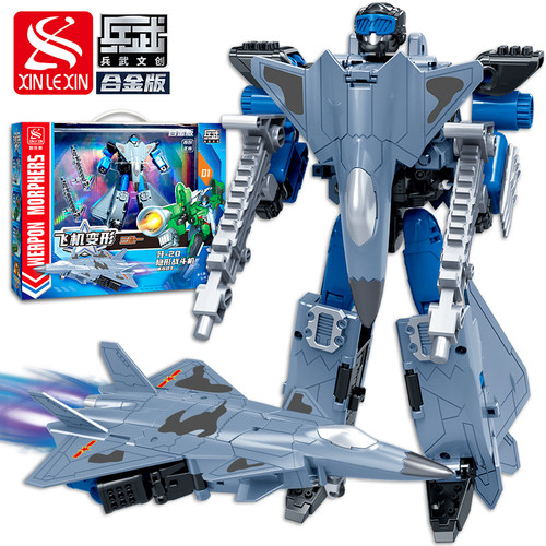 合金版军事变形歼20战斗机机器人