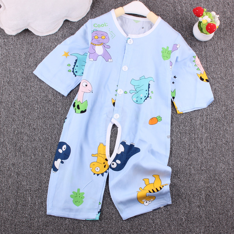 婴儿棉绸连体衣夏季薄款开档爬服连身衣/爬服/哈衣