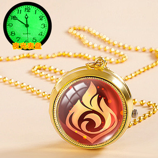 原神周边风之眼夜光表盘旋转怀表项链表可定制照片送人礼品手表学