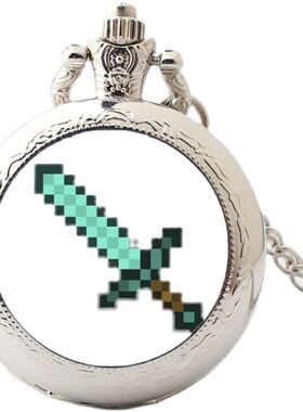 动漫Minecraft我的世界游戏怀表手表学生小孩项链吊坠青少年钟表