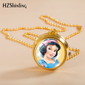 迪士尼公主旋转怀表可爱美人鱼蒂安娜睡美人学生儿童转动翻盖项链