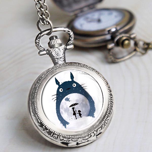 龙猫怀表Totoro 宫崎骏日系二次元复古翻盖怀表动漫挂表项链表