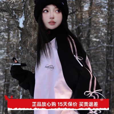FreeSpin新款MMXXi蝴蝶黑粉滑雪服卫衣防风保暖小众宽松上衣可爱