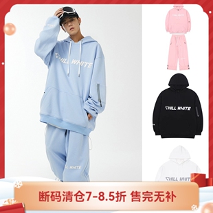 FreeSpin新款chillwhite滑雪服套装男女卫衣帽衫防泼水蓝色黑白粉
