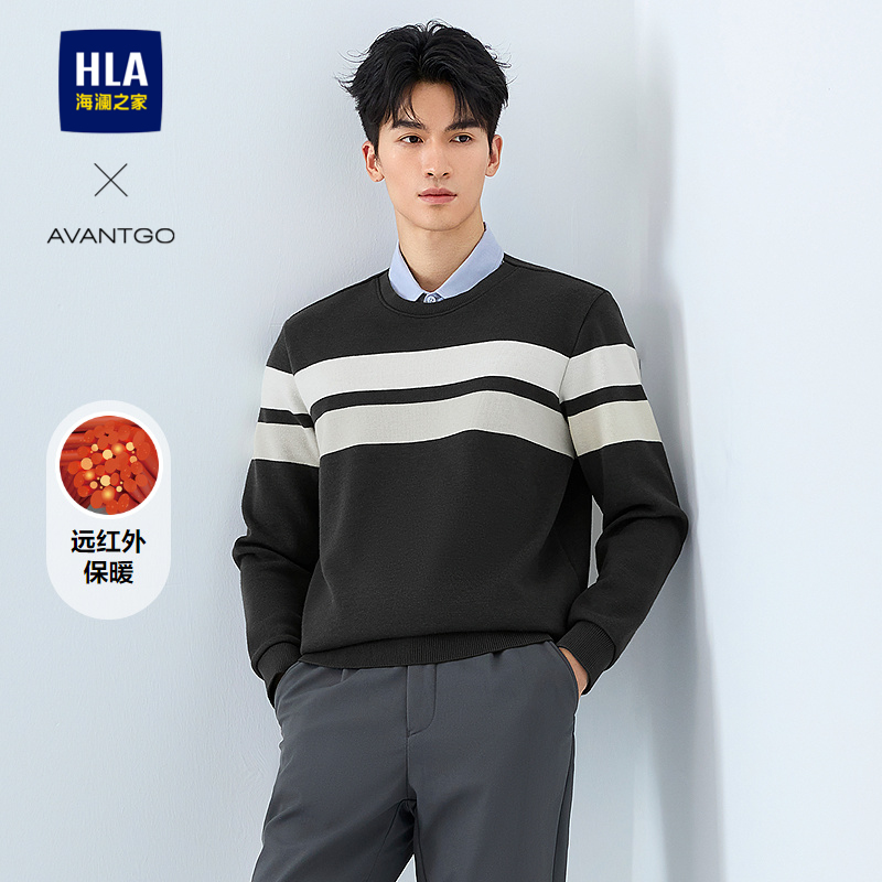 海澜之家轻商务条纹双领针织衫男
