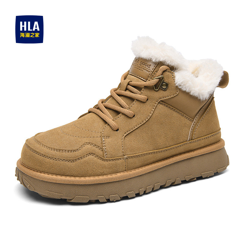 HLA/海澜之家2025男鞋新款冬季户外加绒雪地靴男士系带保暖棉靴,流行男鞋,棉鞋,淘宝优惠券,粉丝福利购,淘宝优惠卷