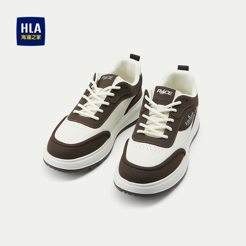 海澜之家圆头系带拼接休闲板鞋