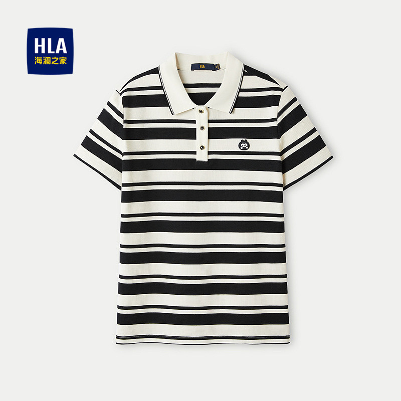 HLA/海澜之家米格联名短袖POLO衫春夏时尚撞色条纹上衣女装,女装/女士精品,POLO衫,淘宝优惠券,粉丝福利购,淘宝优惠卷