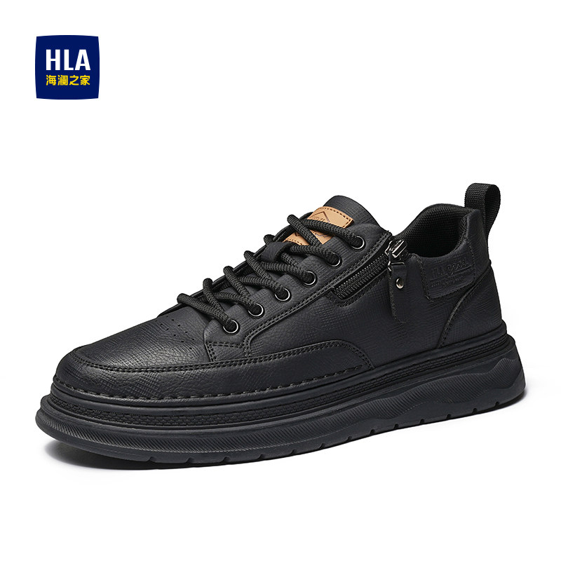 HLA/海澜之家男鞋新款秋季男工装鞋质感拼接纯色休闲板鞋便捷拉链,流行男鞋,工装鞋,淘宝优惠券,粉丝福利购,淘宝优惠卷