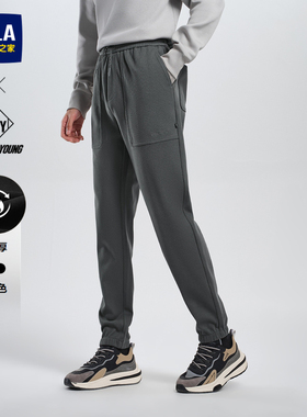 HLA/海澜之家POWER YOUNG加厚绒感休闲裤24秋冬季新款抽绳卫裤男