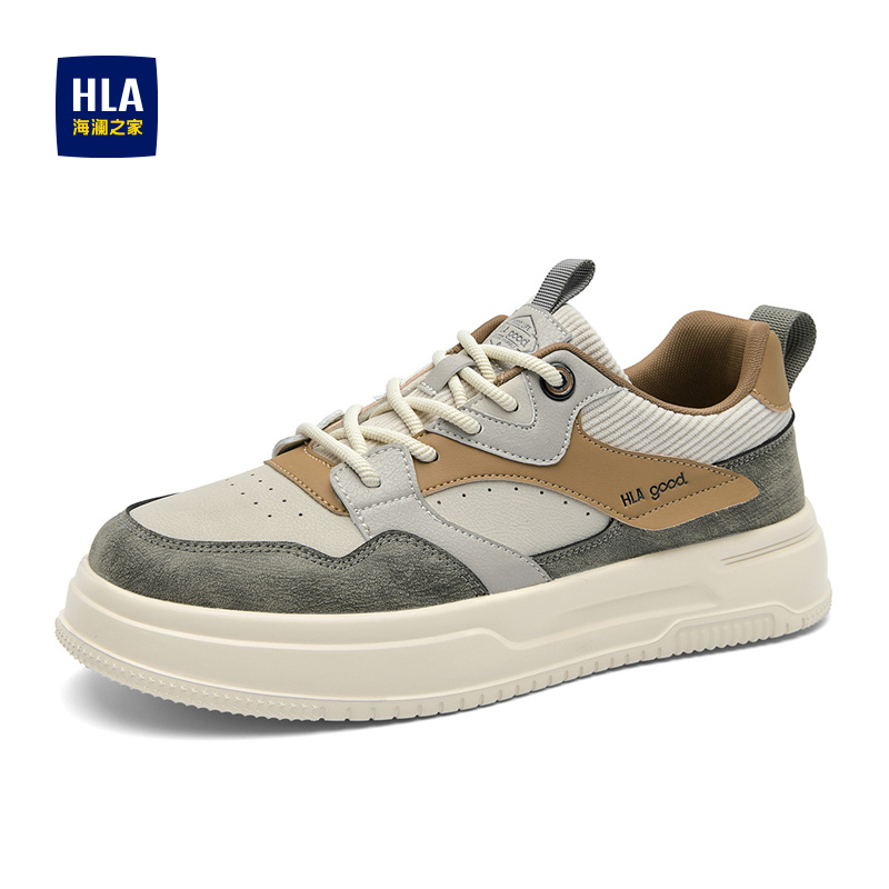 HLA/海澜之家男鞋新款秋冬拼接潮流舒适男板鞋百搭增高户外休闲鞋