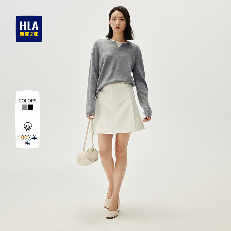 海澜之家假两件100%绵羊毛针织衫