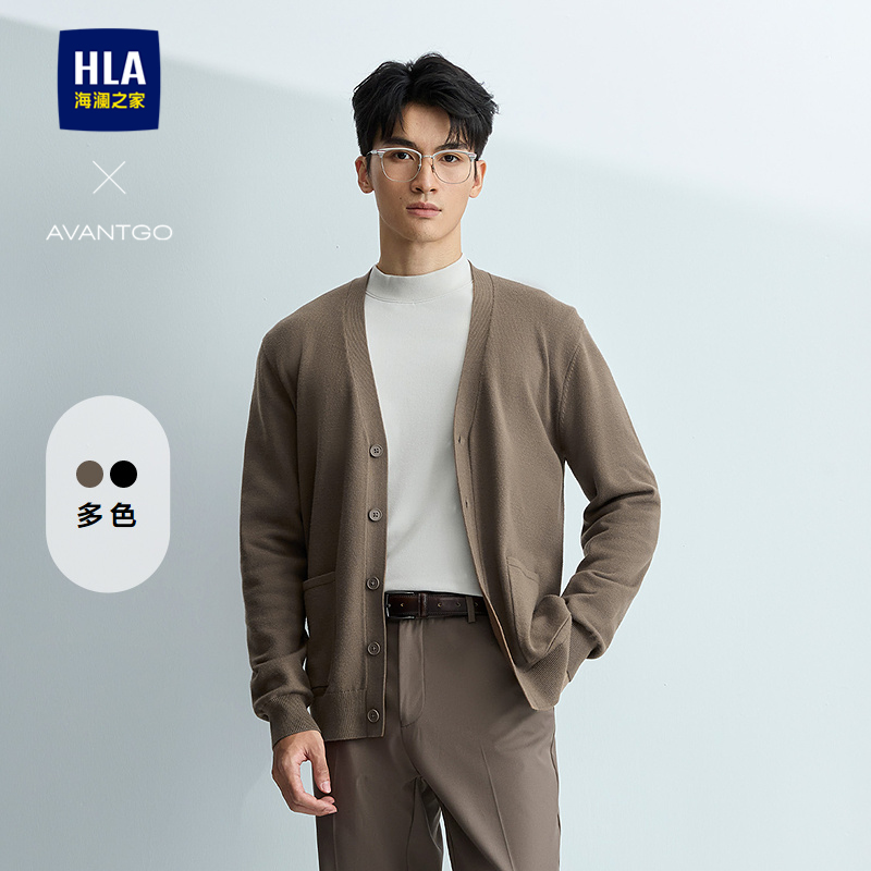 海澜之家轻商务黑色直筒针织开衫