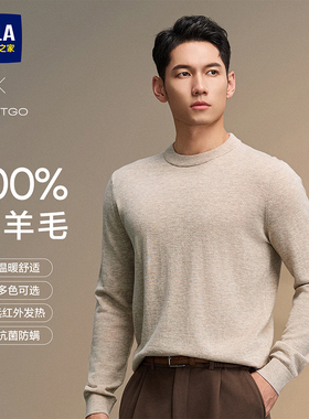 HLA/海澜之家轻商务纯羊毛长袖针织衫秋冬新半高领黑色毛衣内搭男