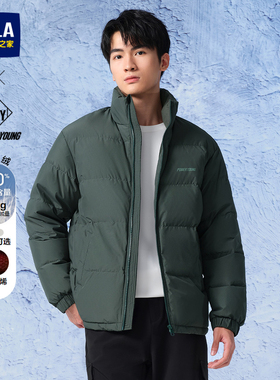 HLA/海澜之家POWER YOUNG保暖立领羽绒服秋冬石墨烯黑色外套男士