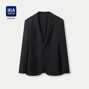HLA/海澜之家弹力休闲西服男2024春夏新款针织提花修身西装外套男