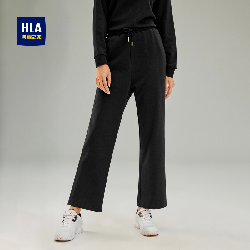 海澜之家运动健身宽松黑色卫裤女