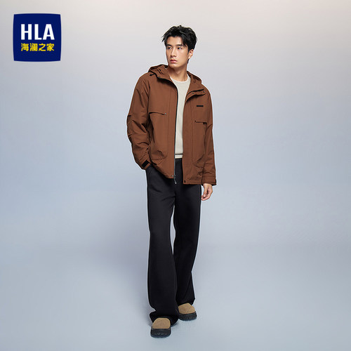 海澜之家磁吸拉链连帽休闲夹克男