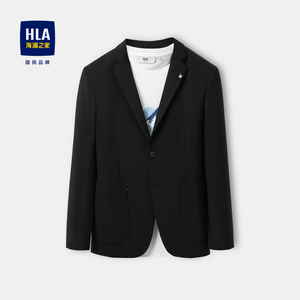 HLA/海澜之家平驳领休闲西服男23秋新款胸针修身弹力商务西装外套