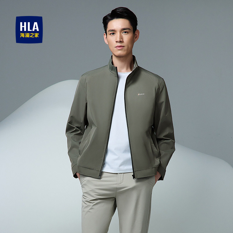 HLA/海澜之家时尚立领夹克26春夏新商务绣花工装风拉链休闲外套
