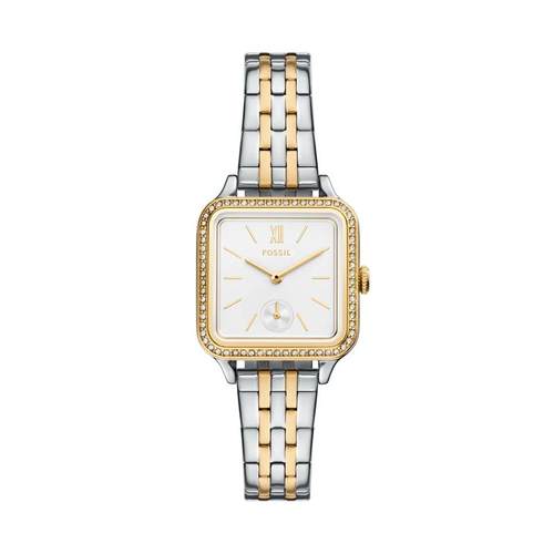 代购Fossil化石女士腕表计时夜光日期三针钢带双色方形防水日常