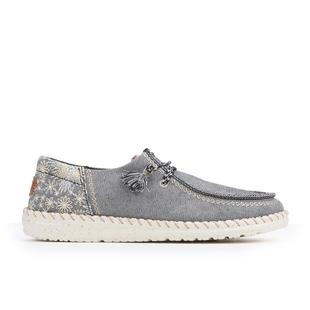 代购Hey Dude女士乐福鞋透气轻便柔软防滑刺绣花卉弹力细条纹鞋带