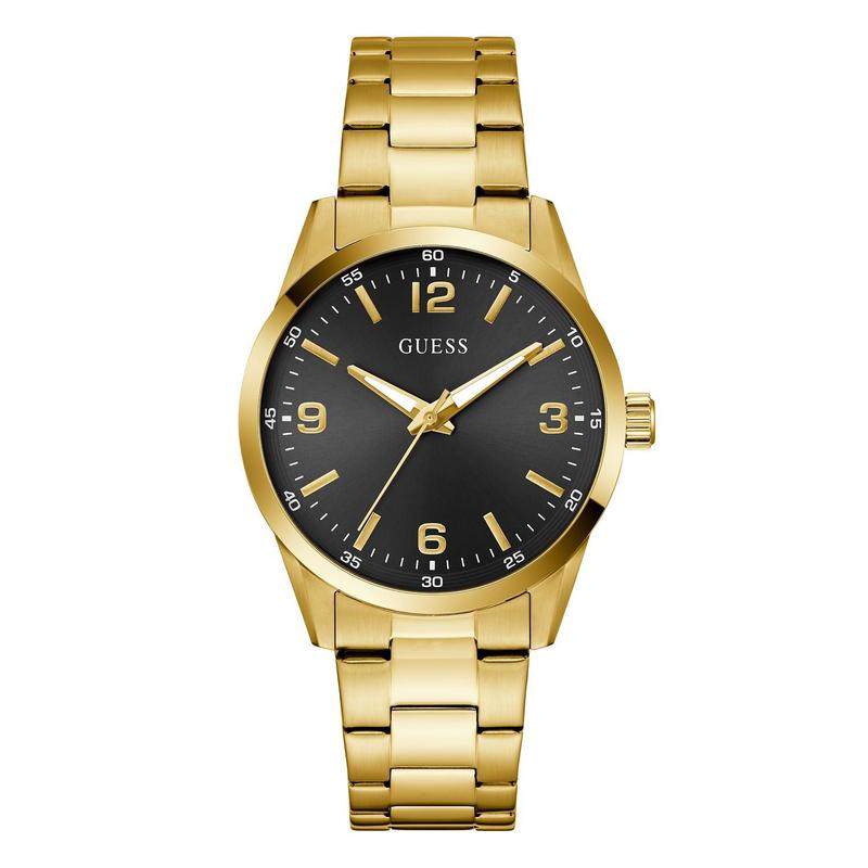 代购GUESS男士腕表计时夜光日期防水金属钢带金色商务运动手表
