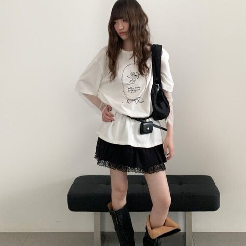 MAKE MORE TIME-宽松印花百搭不挑人不撞款长袖T恤S2110wk不退换