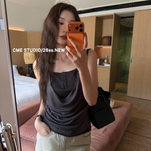 CME STUDIO-秋上新设计款假两件荡领小众时尚洋气背心7230不退换