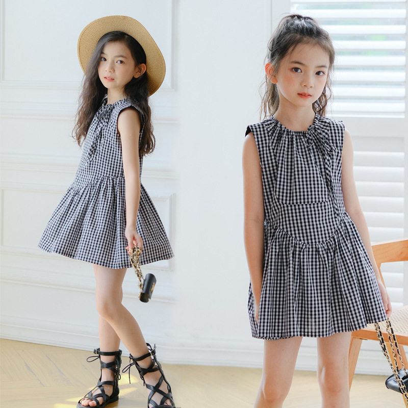 2026夏季女童连衣裙韩版新款格子可爱超短裙儿童小女孩洋气背心裙