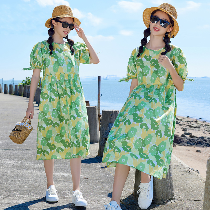 女童夏季纯棉连衣裙2025新款夏装中大童洋气碎花公主裙女孩裙子潮