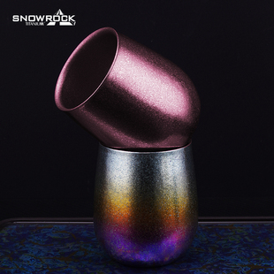 纯钛水杯纯钛咖啡杯双层彩色炫彩防烫 纯钛大号鹅蛋杯 SNOW ROCK