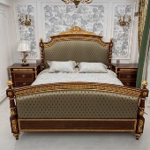法式 实木雕刻双人床卧室真丝大床别墅大宅卧室家具1.8米主卧床2米