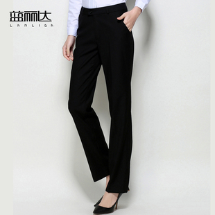 热卖西裤女职业裤子韩版修身女士直筒黑色工作裤秋长裤松紧正装裤