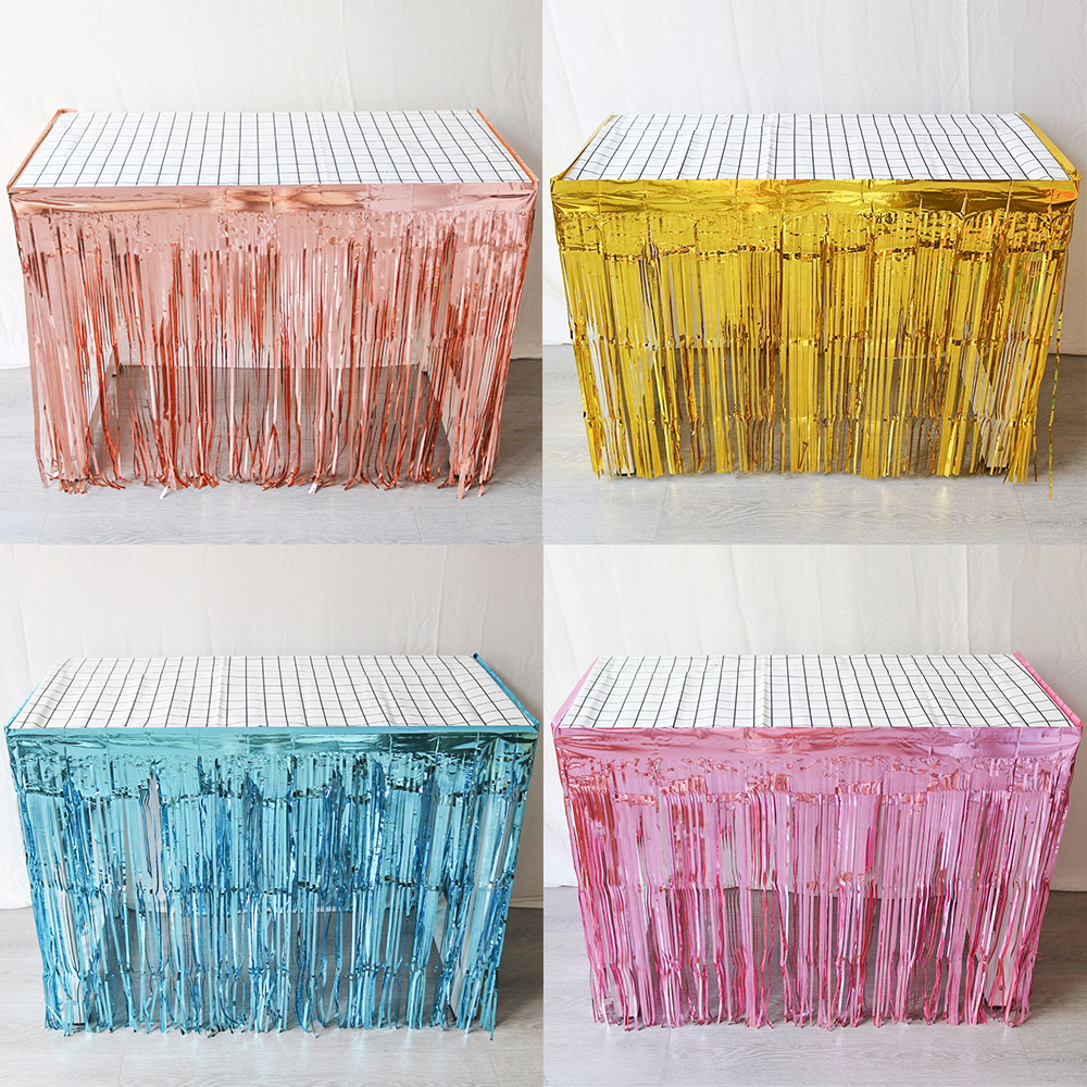 一次性派对铝膜桌裙275X75CM左右生日儿童宴会幼儿园活动桌裙