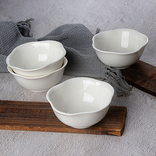 创意花形碗儿童餐碗甜品小碗新骨瓷4.5寸陶瓷家用米饭碗汤碗白碗