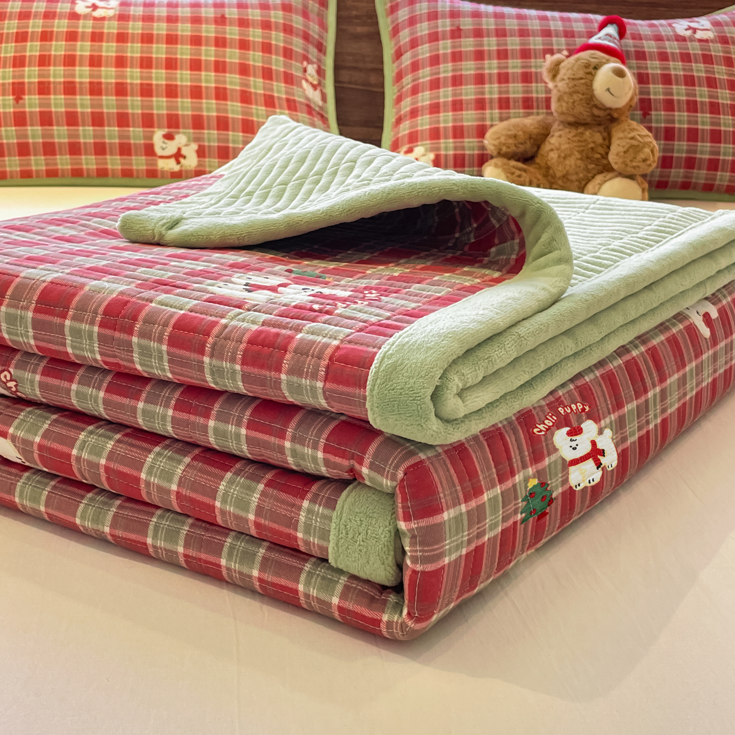 全棉磨毛加绒牛奶绒床盖三件套双面可用榻榻米床单纯棉炕盖床垫薄