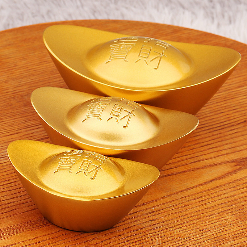 纯铜实心大号金元宝家居客厅玄关仿真道具元宝摆件工艺品批发