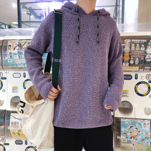 秋冬新款帅气港风文艺潮男连帽毛衣针织衫A222A-M08P65图片